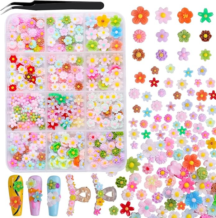 300Pcs Resin Flower Charms, 3D Mini Daisy Camellia Flower Beads Flatback Cabochons Embellishment ... | Amazon (US)