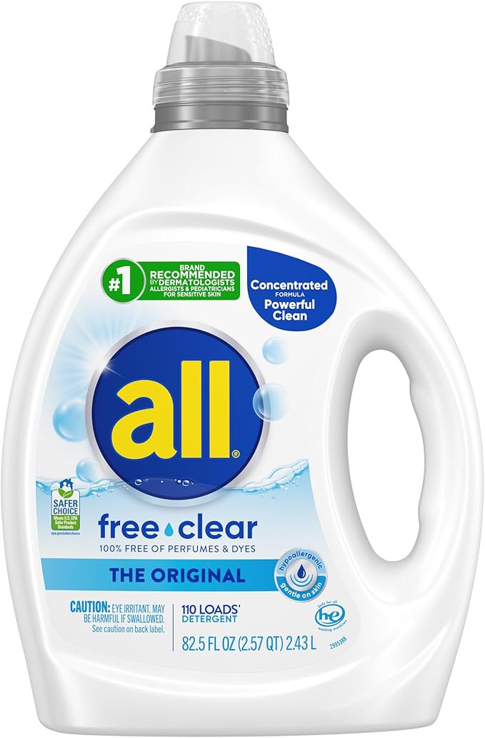 all free clear, Original, Liquid Laundry Detergent for Sensitive Skin, Unscented and Hypoallergen... | Amazon (US)