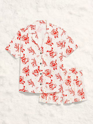 Printed Flannel Pajama Short Set for Women | Old Navy (US)