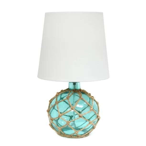 Elegant Designs Buoy Rope Nautical Netted Coastal Ocean Sea Glass Table Lamp with White Fabric Sh... | Walmart (US)