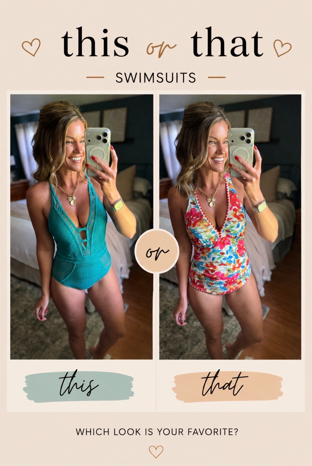 Hard choice. I love both of these one piece suits from Amazon. 
Wearing medium in both

#LTKSwim #LTKOver40