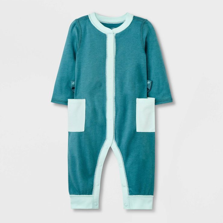 Baby Adaptive Long Sleeve Snap Pants Romper - Cat & Jack™ Green | Target