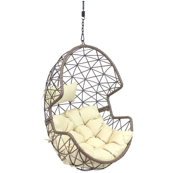 Lorelei Hanging Egg Chair - Beige - Sunnydaze Decor | Target