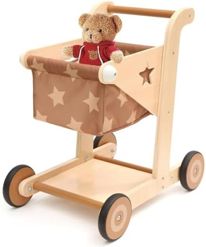 Asweets 2 in 1 Wooden Baby Walker Push and Pull Doll Stroller, Shopping Cart Learning Walker for ... | Amazon (US)