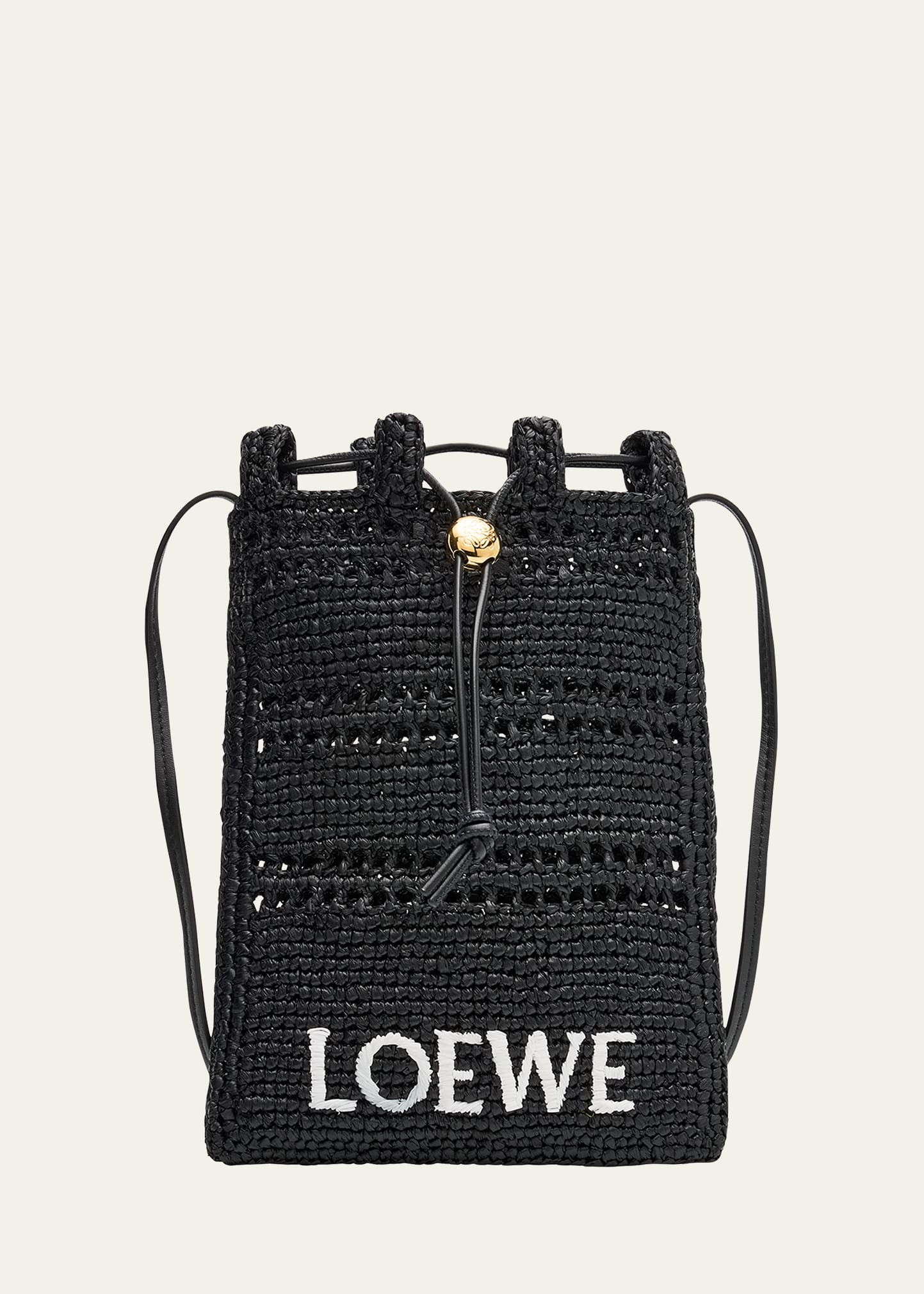 Loewe Drawstring Pocket Crossbody Bag in Raffia | Bergdorf Goodman