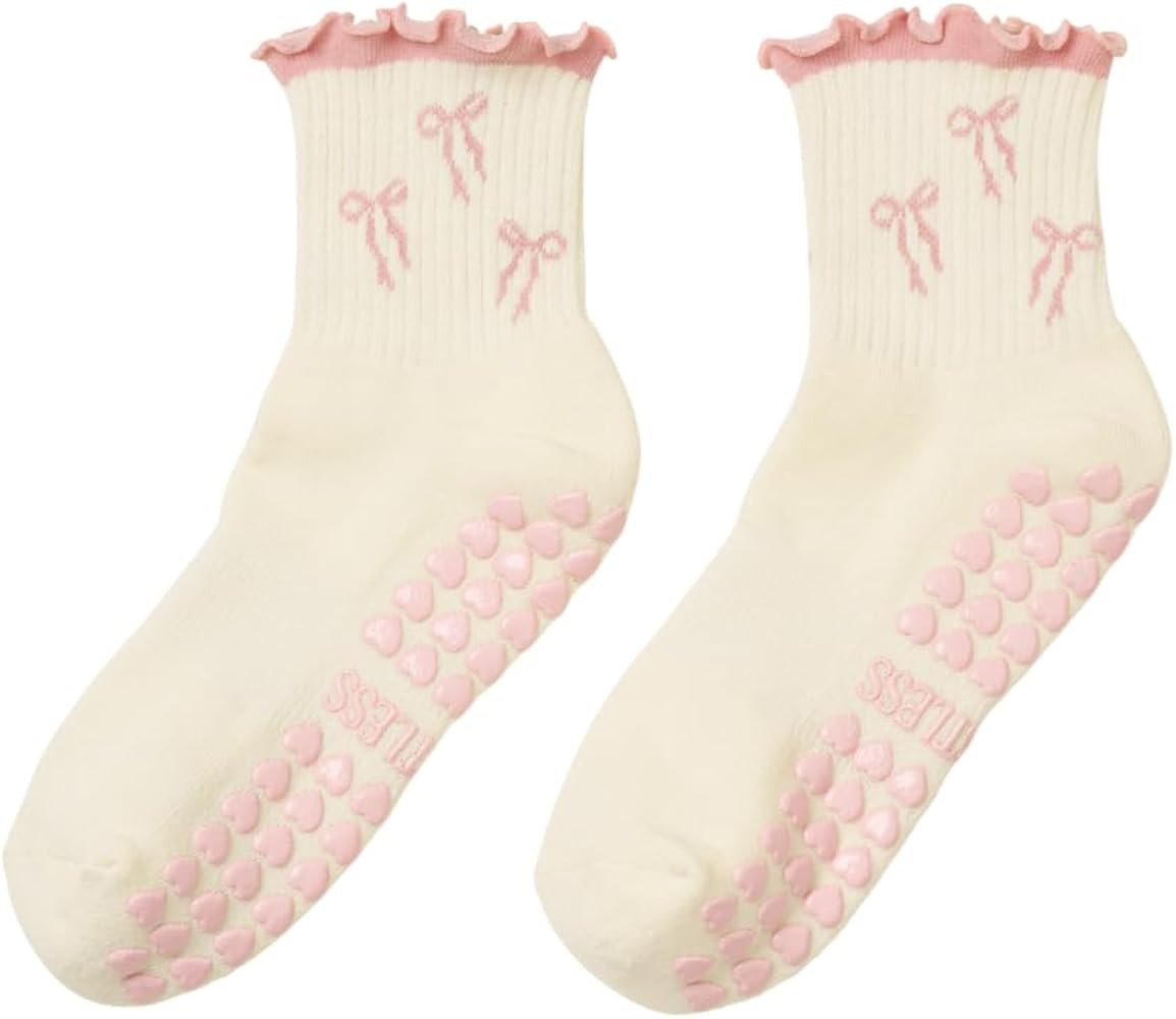 Shapes Studio Crew Half Calf Grip Socks, Cutest Fruits Pilates Socks, Ruffle socks, Non-Slip, Bar... | Amazon (US)