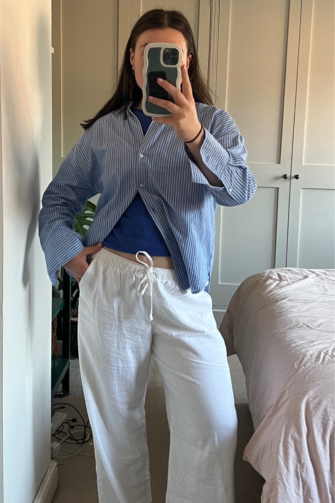 easy summer outfit of the day consisting of striped shirt, linen trousers and Birkenstock arizonas 

#LTKeurope #LTKuk #LTKsummer