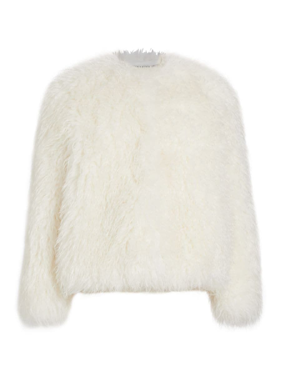 Alice + Olivia Jerrie Collarless Faux Fur Coat | Saks Fifth Avenue