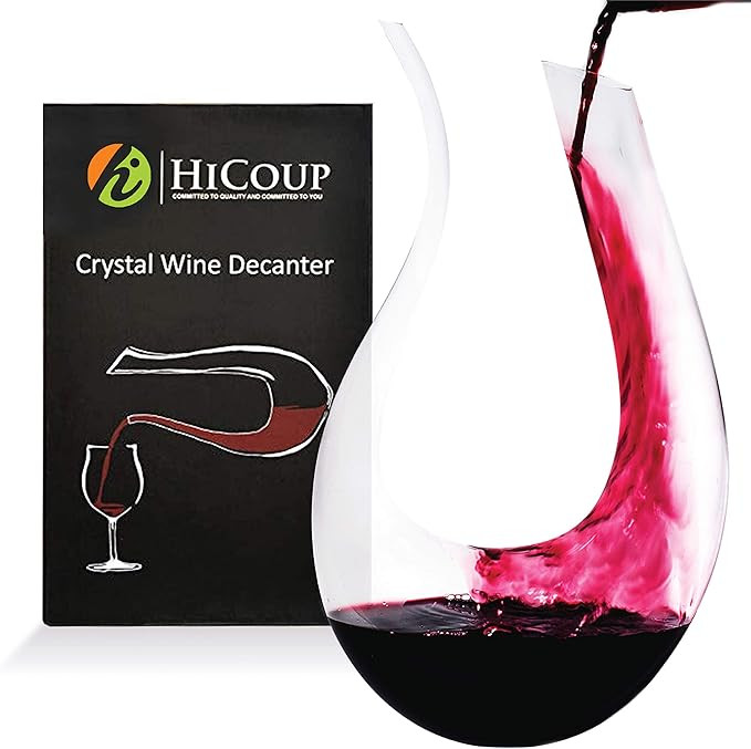 Wine Decanter by HiCoup – 100% Lead-Free Crystal Glass, Hand-Blown Red Wine Decanter / Carafe, ... | Amazon (US)