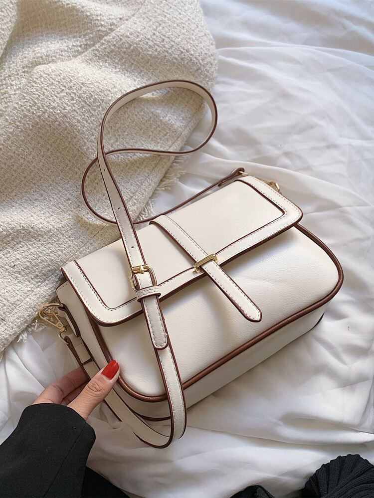 Minimalist Metal Decor Flap Square Bag | SHEIN