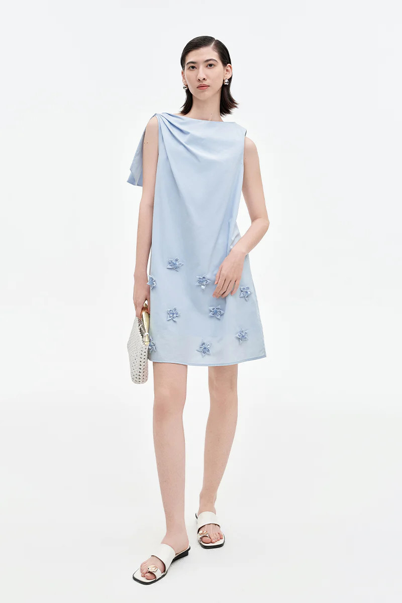 SELFWHO Lyocell Cotton Blended Pleated Vest Dress | SELFWHO