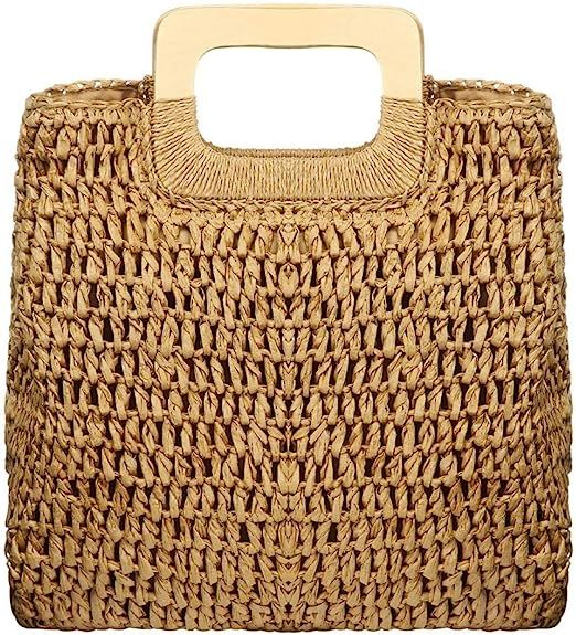 Straw Tote Bag Women Hand Woven Large Casual Handbags Hobo Straw Beach Bag with Lining Pockets fo... | Amazon (US)