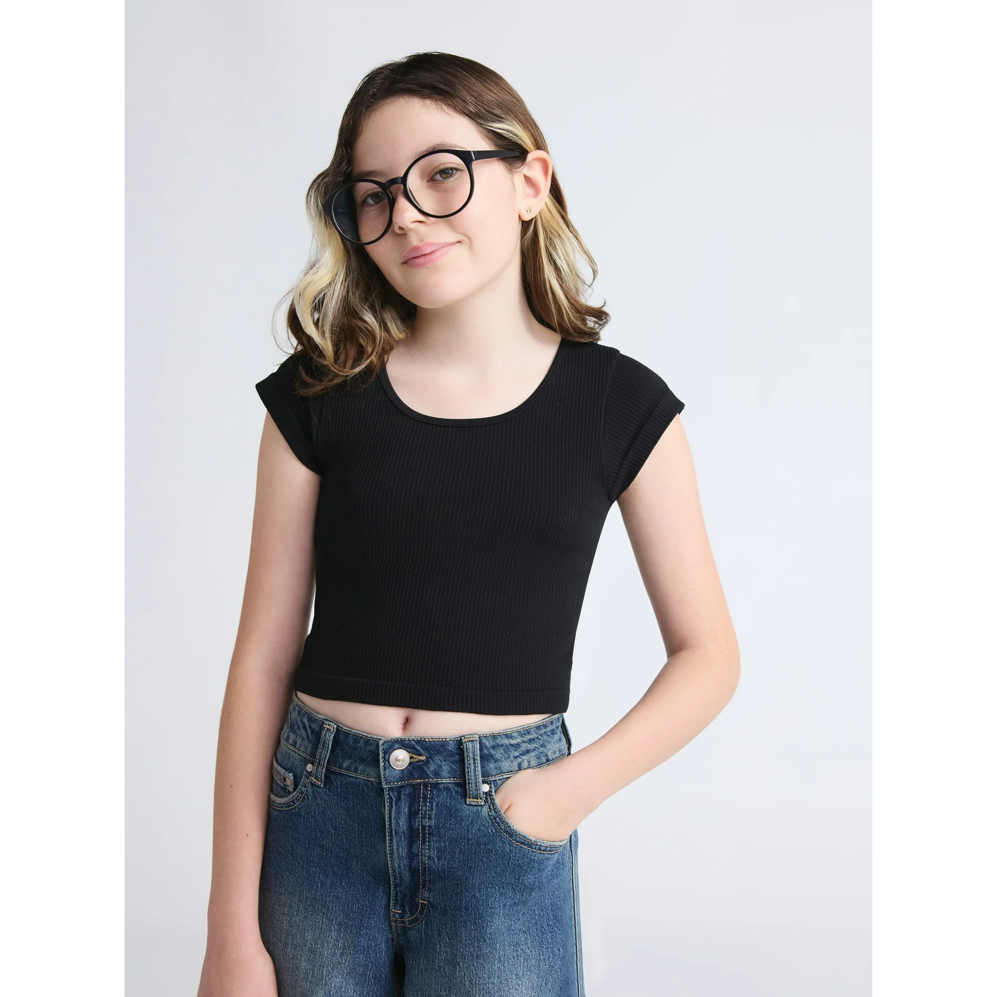 Weekend Academy Girls Cap Sleeve Seamless Top, Sizes 4-18 | Walmart (US)