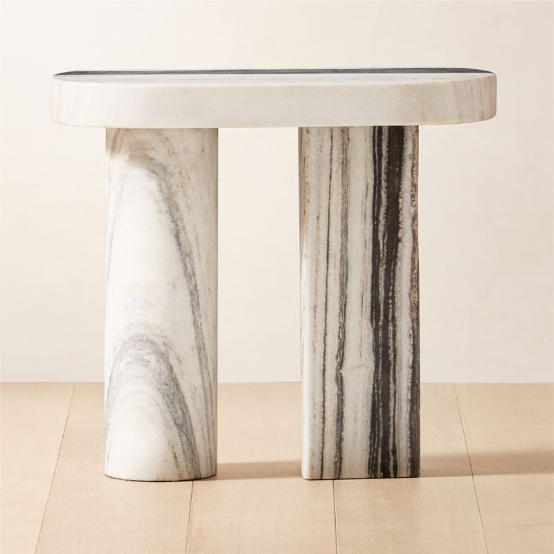 Livello Modern White Marble Side Table + Reviews | CB2 | CB2