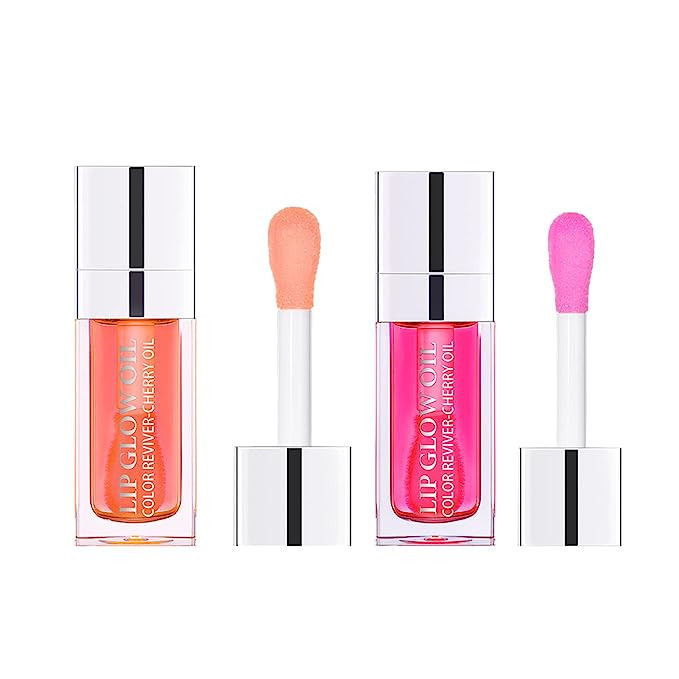 WALULAN 2pcs Moisturizing Lip Glow Oil, Glossy Clear Anti-Crack Lip Hydrating Lip Gloss Wet Long ... | Amazon (US)