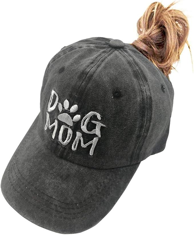 MANMESH HATT Dog Mom Ponytail Baseball Cap Messy Bun Vintage Washed Distressed Twill Plain Hat fo... | Amazon (US)