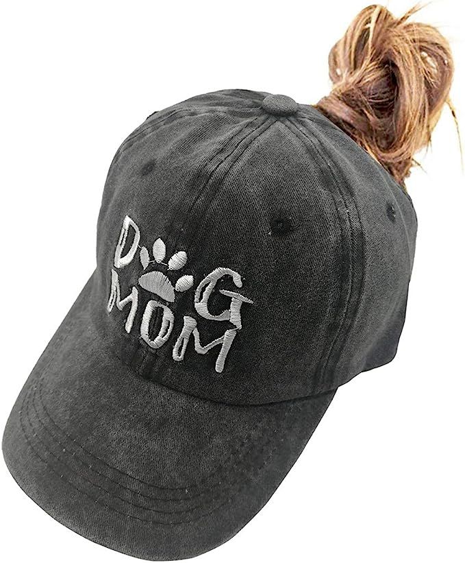 MANMESH HATT Dog Mom Ponytail Baseball Cap Messy Bun Vintage Washed Distressed Twill Plain Hat fo... | Amazon (US)