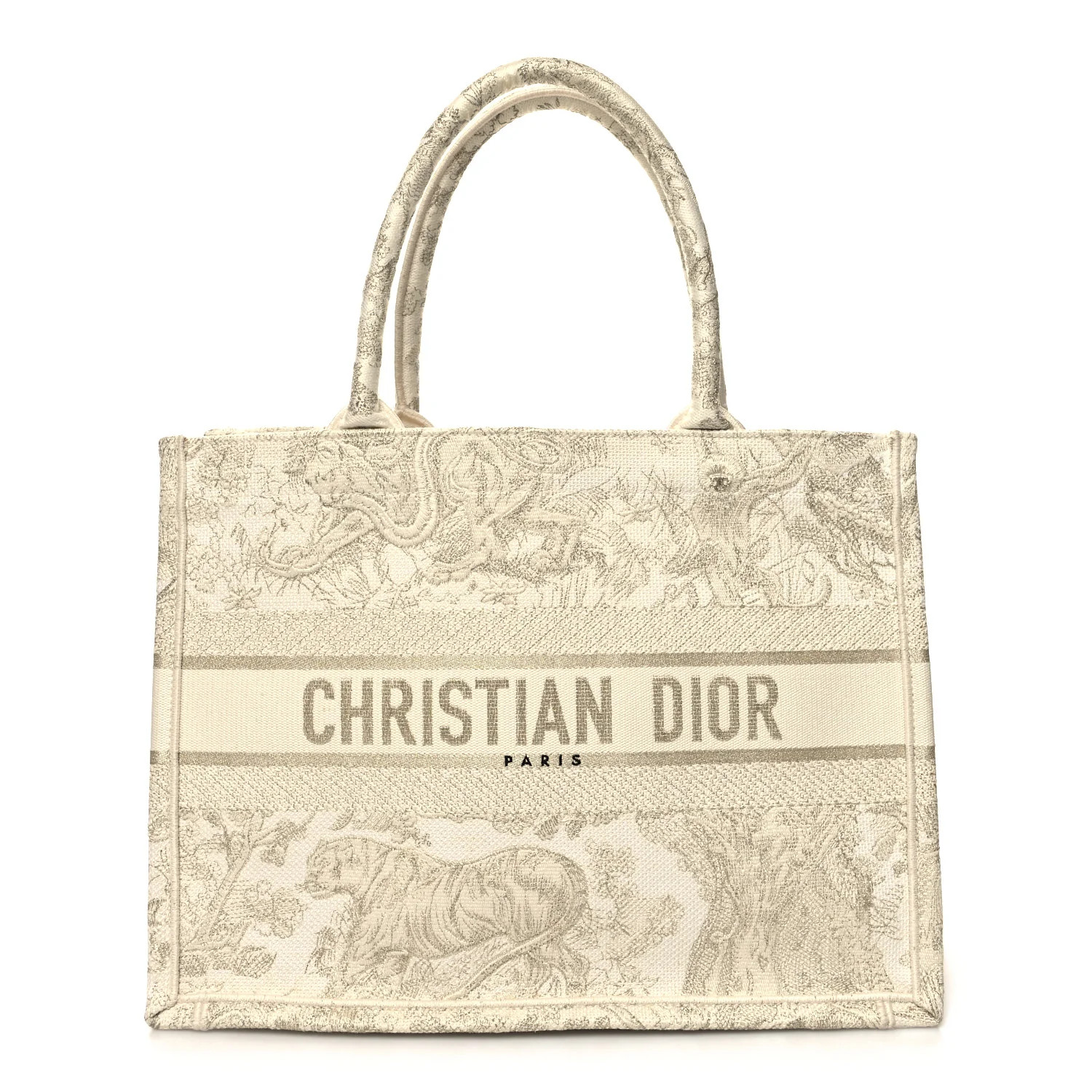 Canvas Embroidered Medium Dioriviera Toile De Jouy Book Tote Gold | FASHIONPHILE (US)