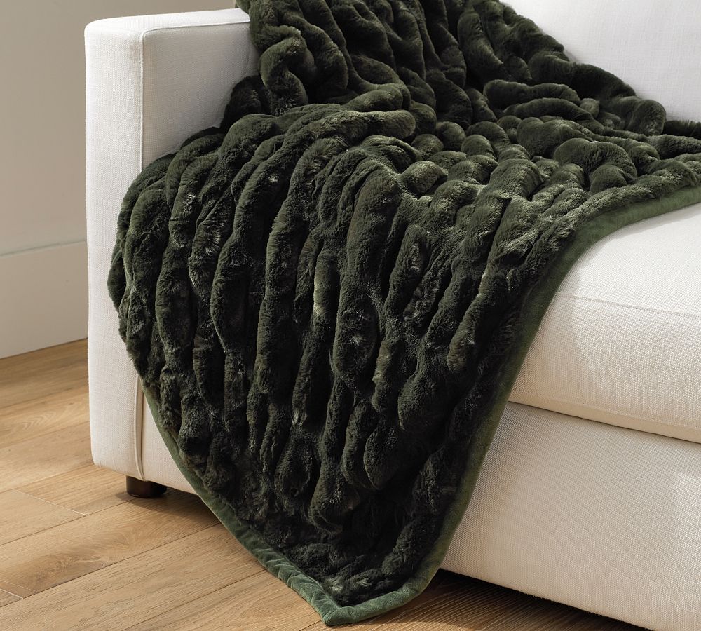 Faux Fur Ruched Throw Blanket | Pottery Barn (US)