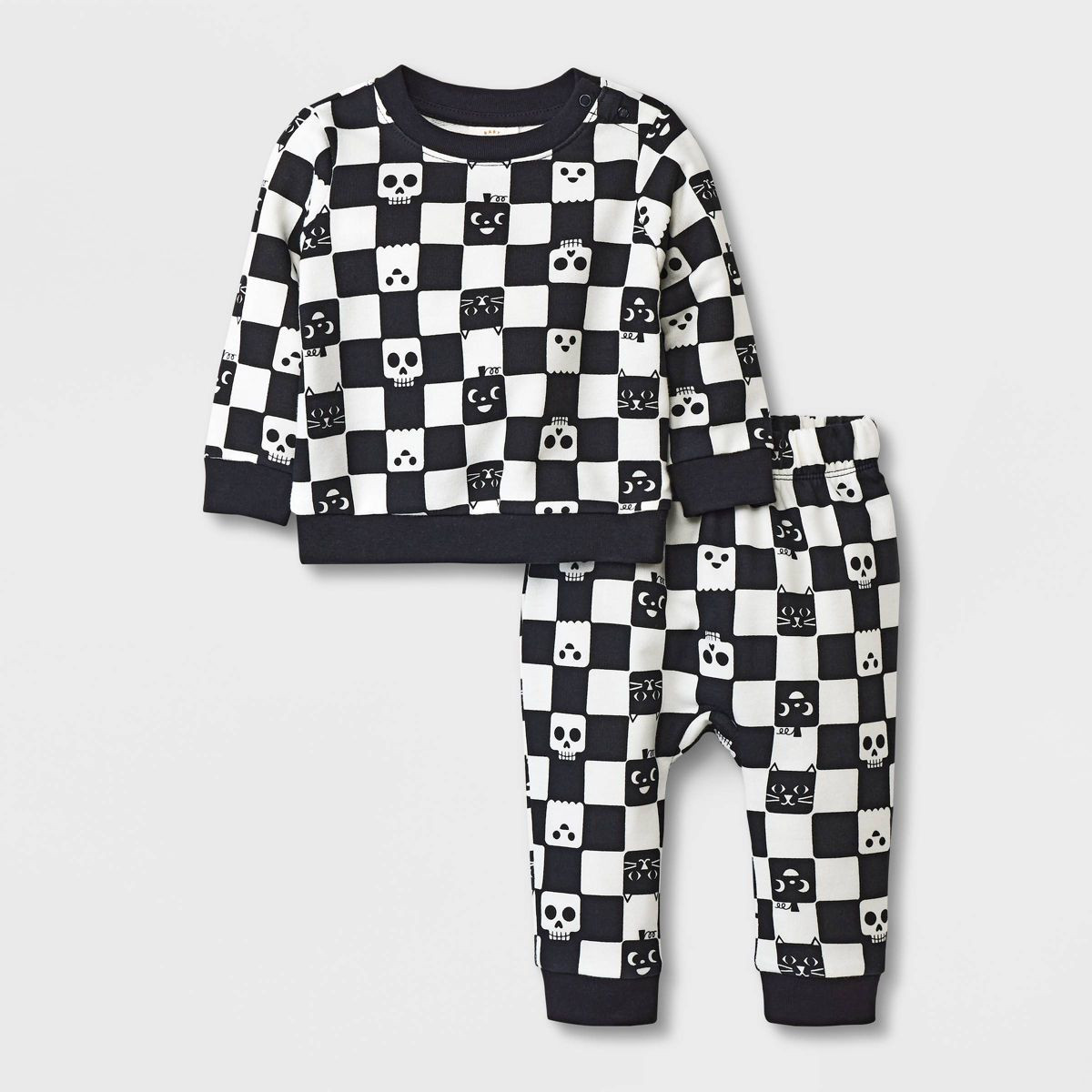 Baby 2pc Checkered Sweatshirt & Jogger Pants Set - Cat & Jack™ Black | Target