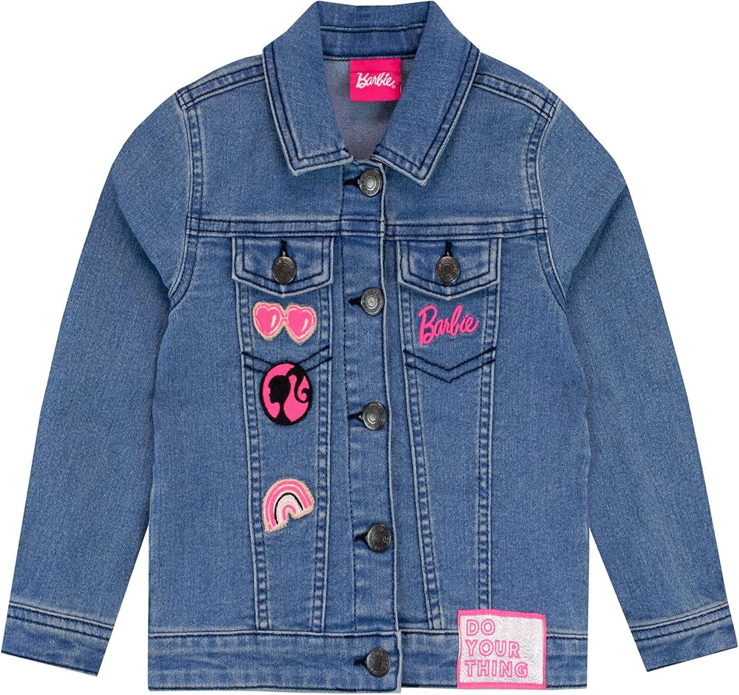 Barbie Girls Embroidered Jean Jacket Outerwear For Kids | Amazon (US)