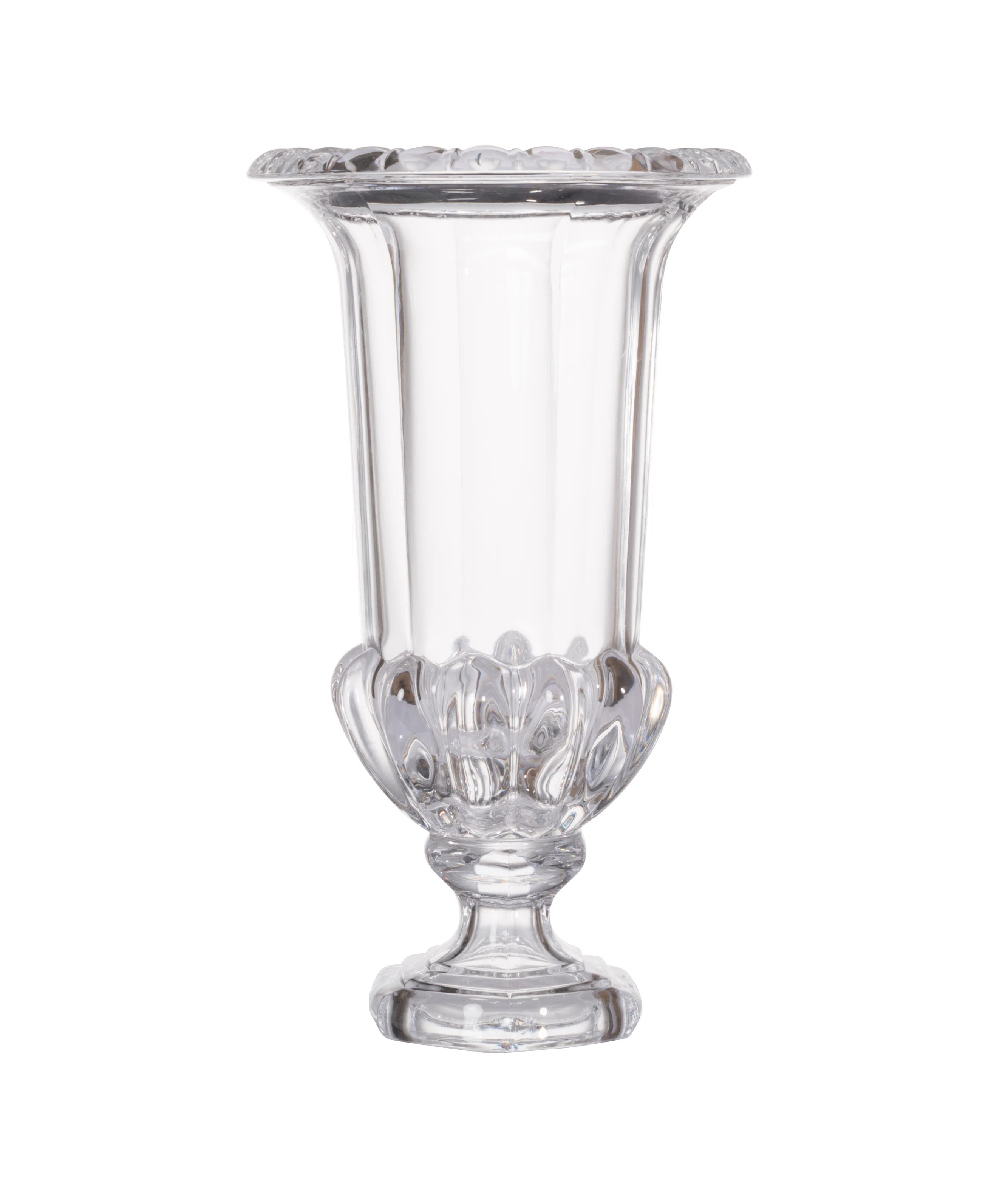 15” Clear Glass Pedestal Vase with Ornate Design, Crystal-Inspired Home Accent for Mantel, Tabl... | Wayfair North America