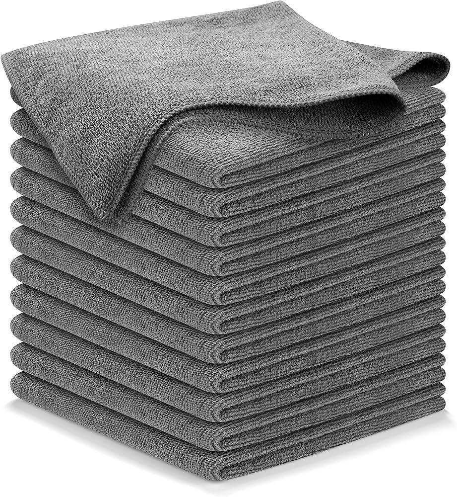 Microfiber Cleaning Cloth Grey - 12 packs 12.5"x12.5" - High Performance - 1200 Washes, Ultra Abs... | Amazon (US)