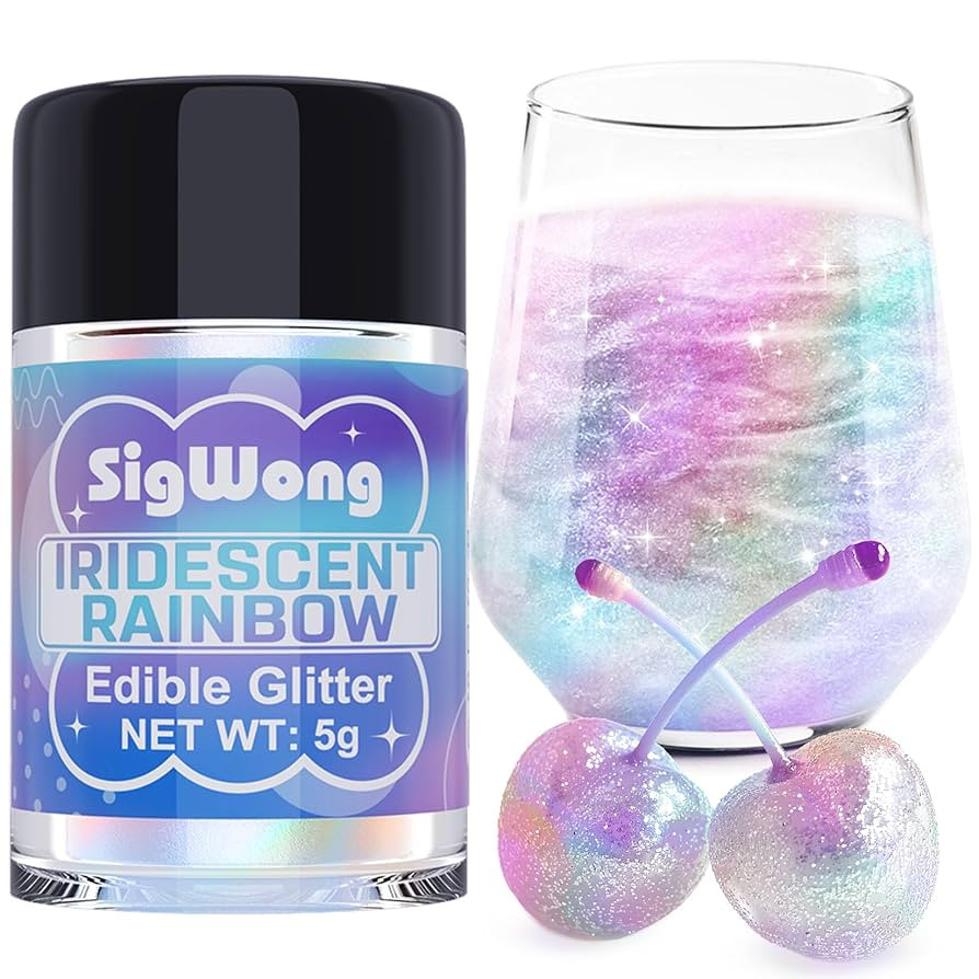 Iridescent Rainbow Edible Glitter - 5g Food Grade Cake Decorating Shimmering Glitter, Edible Spri... | Amazon (US)