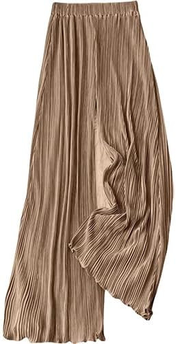 WANLUOSUX High-Waisted Striped Pressed Pleat Casual Loose Wide Leg Straight Flowing Draped | Amazon (US)