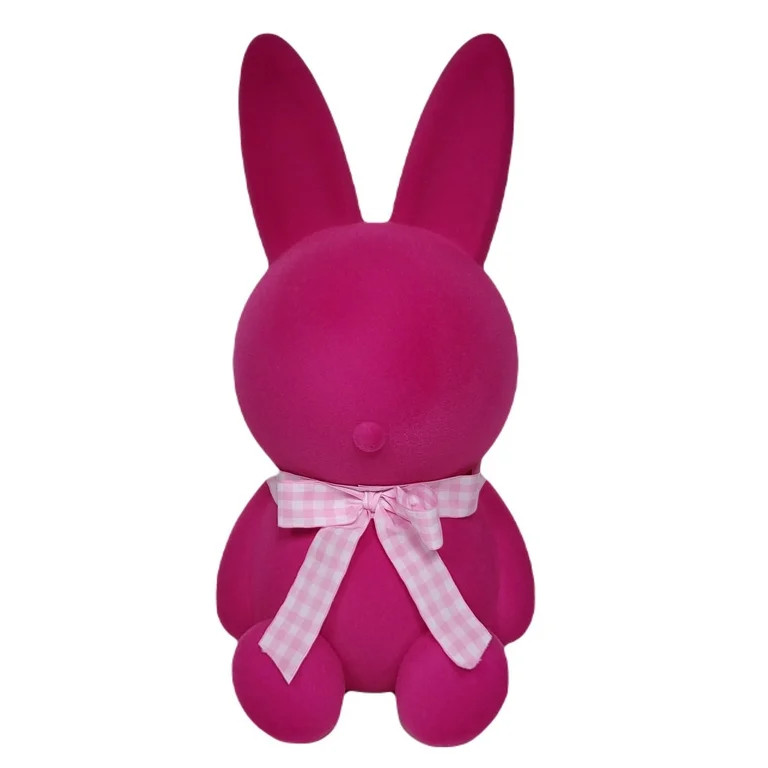 Easter Pink Flocked Bunny Decoration, 16 in, by Way To Celebrate | Walmart (US)