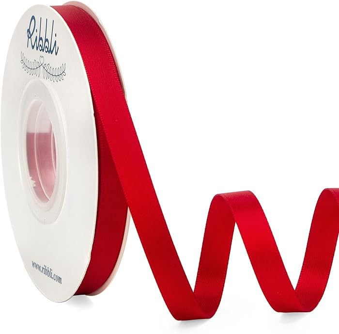 Ribbli Double Faced Red Satin Ribbon,3/8” x Continuous 25 Yards,Use for Bows Bouquet,Gift Wrapp... | Amazon (US)