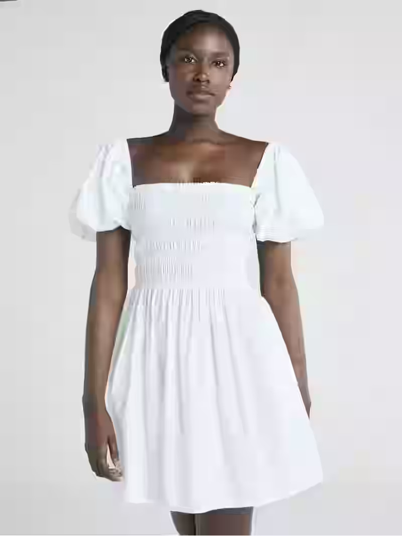 Scoop Women’s and Women's Plus Cotton Smocked Mini Dress with Puff Sleeves, Sizes XS-4X | Walmart (US)