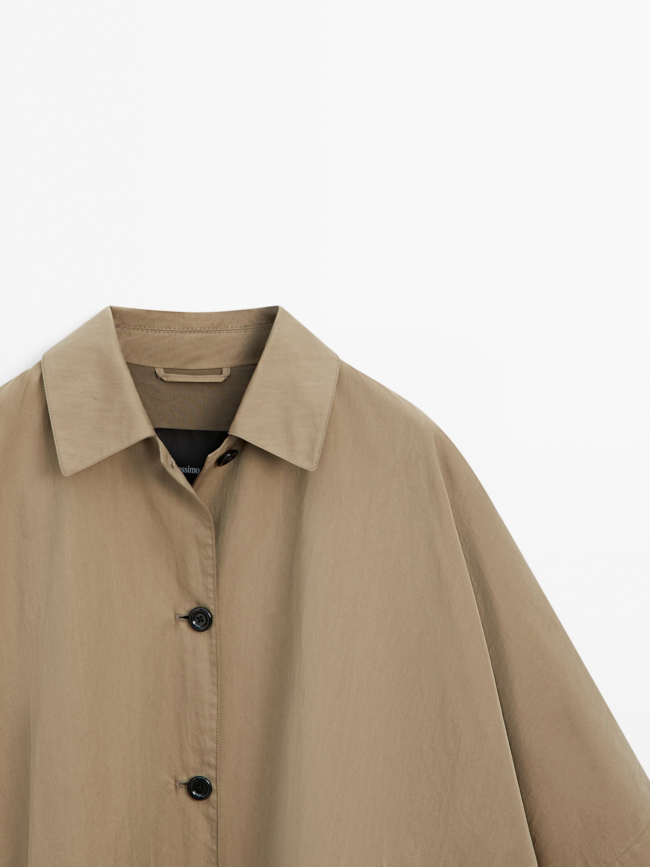 Cape trench coat with long sleeves | Massimo Dutti UK