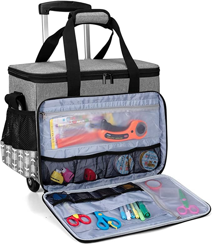 Yarwo Rolling Scrapbook Tote Bag with Wheels, Detachable Trolley Craft Carrying Case with Removab... | Amazon (US)