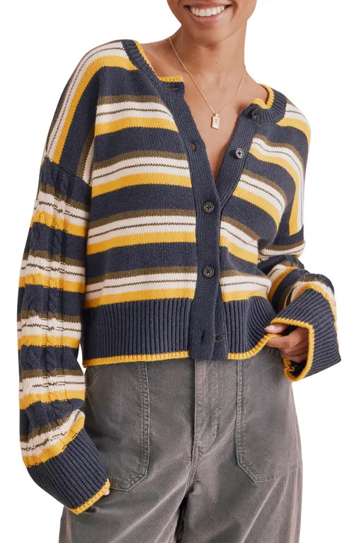 Splendid Sonoma Stripe Cardigan in Nvy/snflwr/wt H at Nordstrom, Size X-Small | Nordstrom