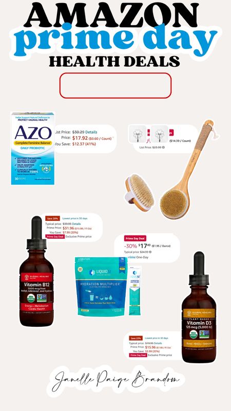 Amazon prime day 
Health deals 
Vitamins
Azo
Dry brush

#LTKxPrimeDay #LTKfamily #LTKunder50