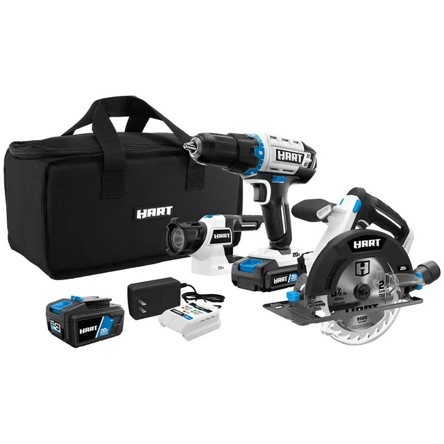 HART 3-Tool 20-Volt Cordless Combo Kit with and 16-inch Storage Bag, (1) 20-Volt 1.5Ah (1) 20-Vol... | Walmart (US)