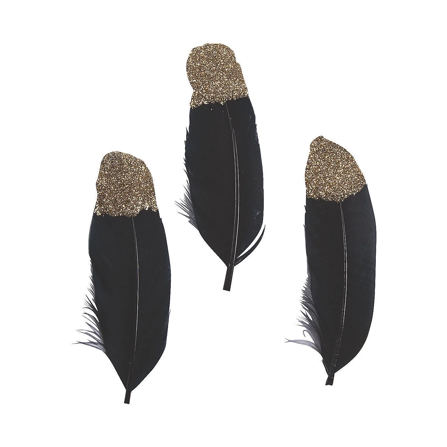 Black & Gold Glitter Feathers, Craft Supplies, Feathers And Shells, Bulk Craft Accessories, 24 Pi... | Walmart (US)