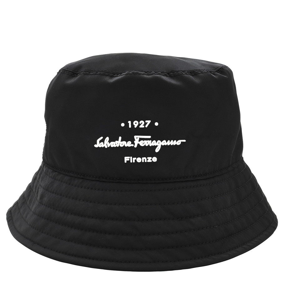 Ferragamo Ladies Black Logo Nylon Bucket Hat | Jomashop.com & JomaDeals.com