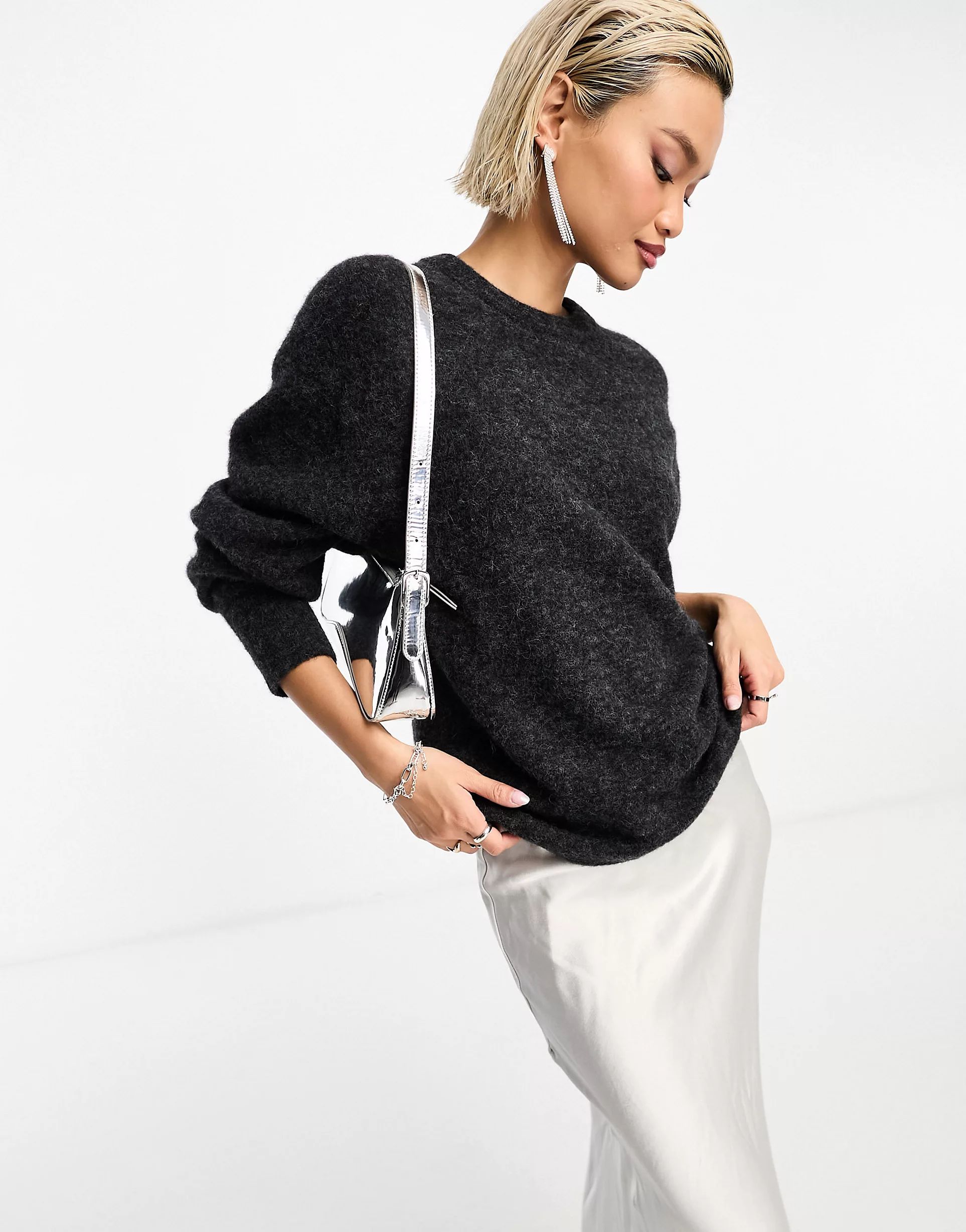 & Other Stories alpaca relaxed sweater in dark gray melange | ASOS (Global)