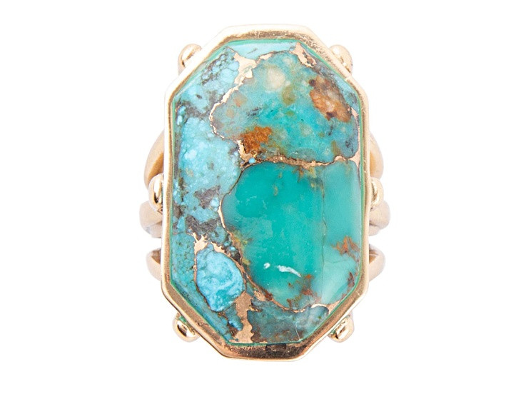 Barse Jewelry Blue Turquoise In Matrix Gold Tone Dolce Ring - 14RQFA | JTV Jewelry
