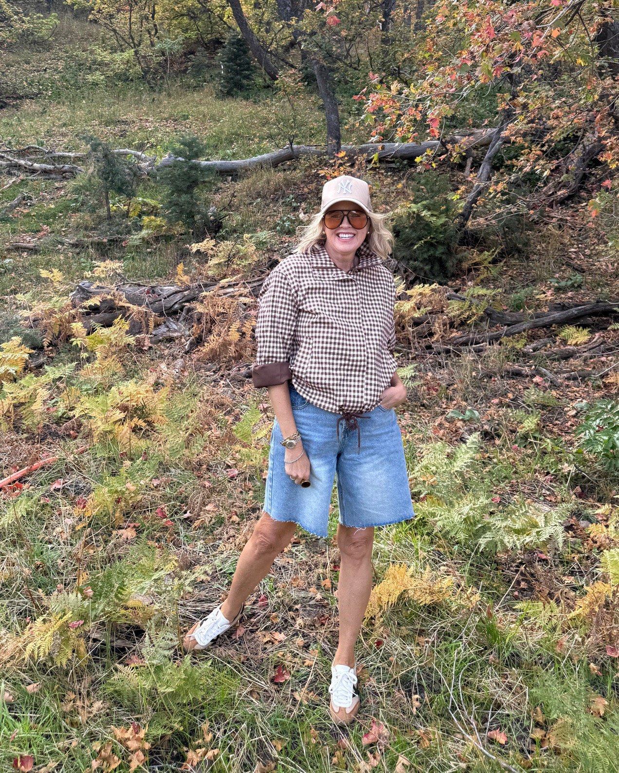 Styling Shorts for Fall🍂🍁 over 50

Part of my shorts series🍂

Easy a cute fall shorts outfits

Ag gold long denim shorts
Fit tts
Linked an affordable   option too .

Gingham lightweight rain/windbreaker bomber style jacket. 

The fabric feels so different and good.. it’s soft yet water proof… with a funnel neck! Tts
Other colors available 

By baseball cap

Veronica beard  inspired tennis shoes under $30 tts

Great sunglasses comes in a two pack

Hold stud earringsg Jenny bird

#LTKgrwm #LTKOver40 #LTKSaleAlert