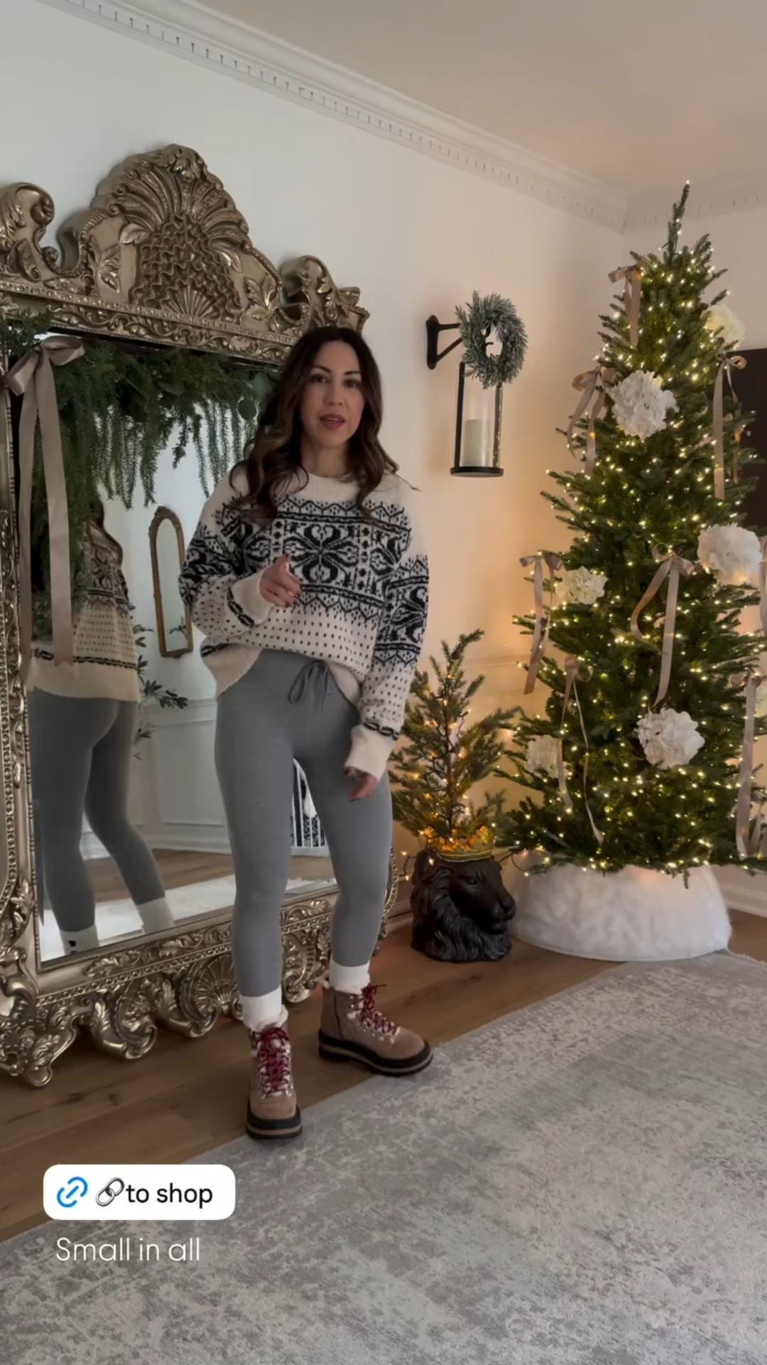 Small gray leggings, small holiday sweater. Target style.

#LTKFindsUnder50 #LTKHoliday #LTKOver40