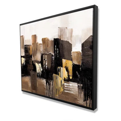 Earthy Tones Abstract Cityscape - Framed Canvas for Living Room | Wayfair North America