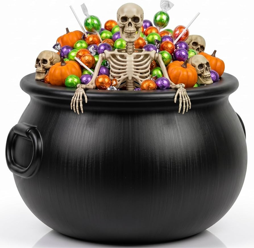 PMU Large Halloween Cauldron 18" Big Witch Plastic Cauldron bowl Black, For Halloween Decor | Amazon (US)