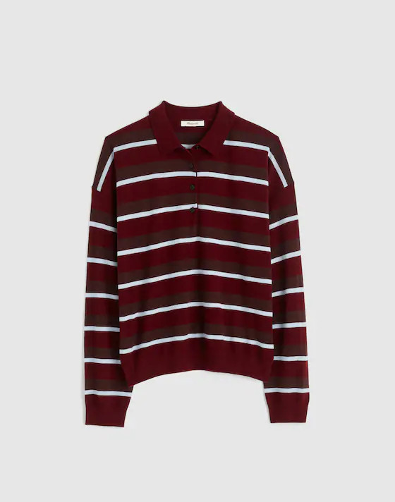 Striped Polo Sweater in 100% Merino Wool | Madewell