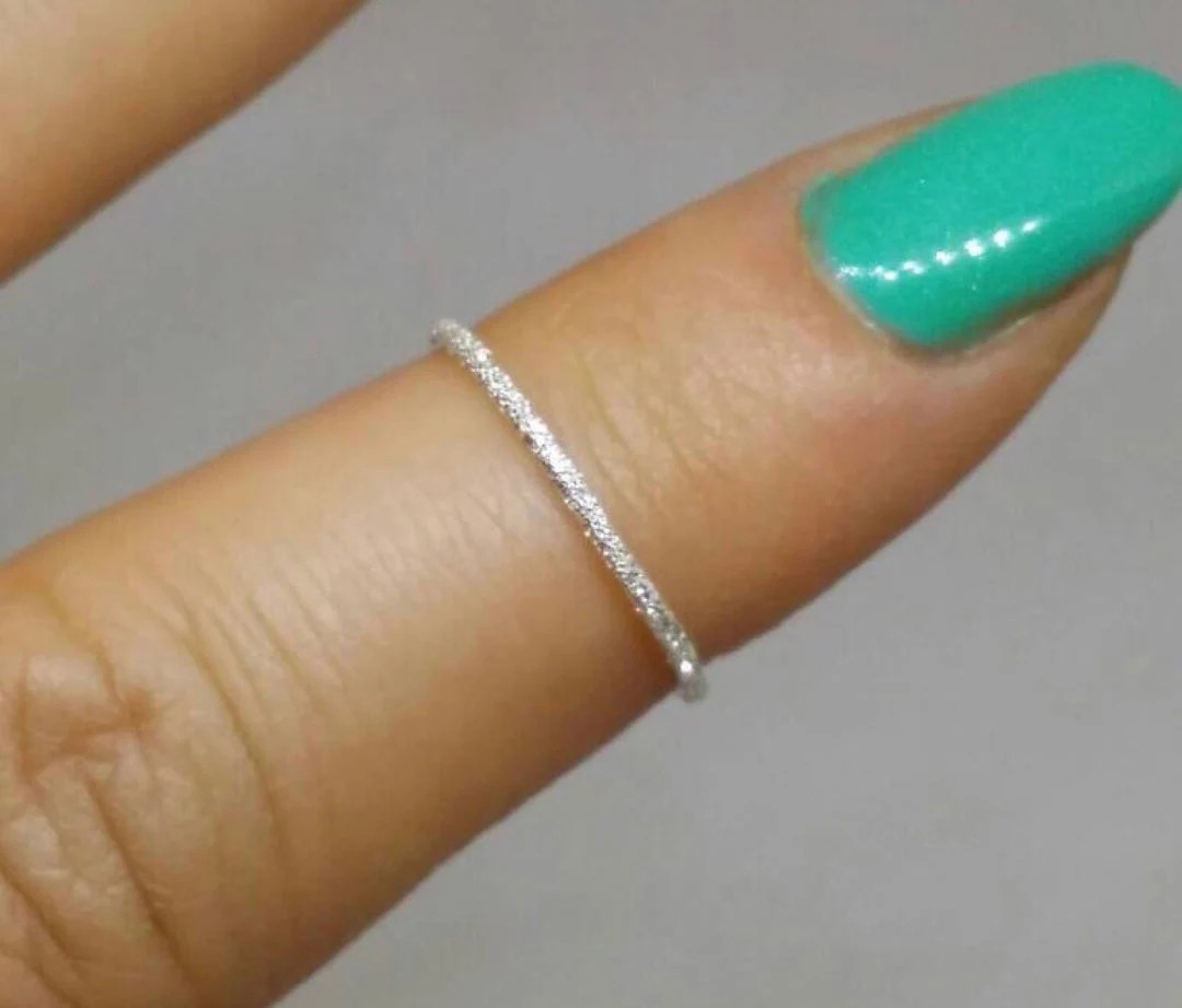Stardust Eternity ring - Handmade Ring - Dainty Silver Ring - Thin Ring - silver toe Ring - Midi ... | Etsy (US)