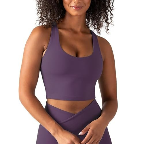 YITTY Active Women's UltraLuxe Built-in Bra Tank Top, Athleisure, 4-Way-Stretch, Purple Mystique, XXL | Amazon (US)