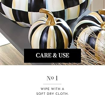 MacKenzie-Childs Courtly Stripe Black-and-White Mini Decorative Pumpkin for Fall Decor, Autumn De... | Amazon (US)