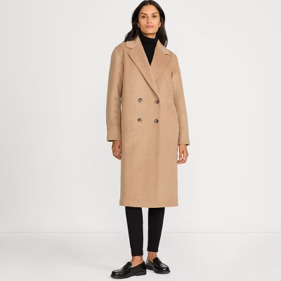 Lands' End Women's Insulated Double Breasted Wool Coat - 12 - Honey Beige | Target